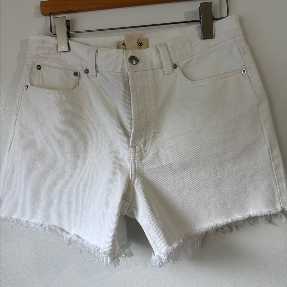 Madewell White Frayed Hem Denim Shorts